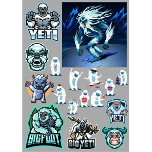 Yeti Buz Canavarı Sticker Set 17 Parça Telefon, Tablet, Defter, Laptop Sticker
