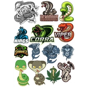 Yılan Cobra Sticker 13 Parça Telefon, Tablet, Defter, Laptop Sticker