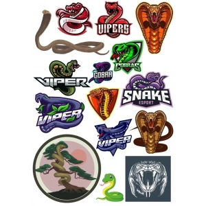 Yılan Cobra Sticker-3 15 Parça Telefon, Tablet, Defter, Laptop Sticker