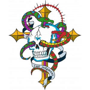 Yılanlar ve Kurukafa Sticker 10x10 cmRenkli Sticker