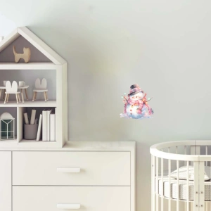 Yılbaşı Işıklarıyla Karlı Adam Duvar Stickerı