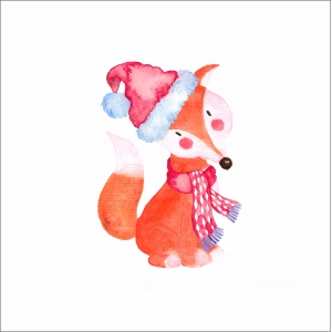 Yılbaşı Sevimli Tilki Sticker