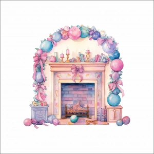 Yılbaşı Temalı Şömine Duvar Stickerı