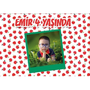 Elma Temalı Doğum Günü Afişi 100X150 cm