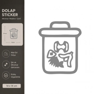 Yiyecek Atıkları Mat Gri Dekoratif Folyo Sticker 14x14 cm