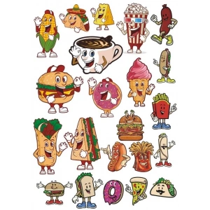 Yiyecekler Sticker Set-1 15 Parça Telefon, Tablet, Defter, Laptop Sticker