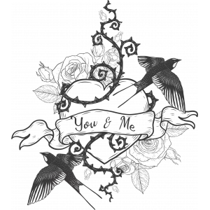 You & Me Kalp Sticker 10x10 cmRenkli Sticker