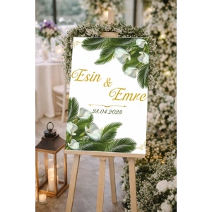 Yeşil Dallı Düğün, Nişan ve Söz Karşılama Panosu – 50x70 cm