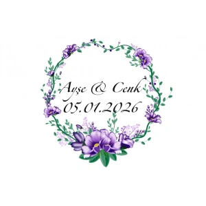 Yuvarlak Kenarlı Dikey Dikdörtgen Mühür Kına Nişan Düğün 3x3 cm özel etiket / 50 adet sticker