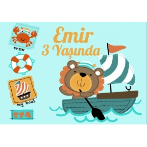 Yüzen Hayvanlar Doğum Günü Afişi - 70x100 Cm