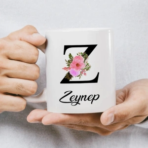 Z Harfi Çiçekli İsme Özel Kupa