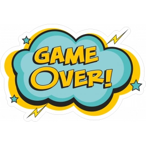 Game Over Sticker 10x10 cmRenkli Sticker