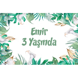 Bitkiler Temalı Doğum Günü Afişi -3 70X100 cm