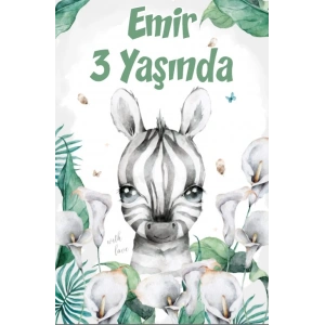 Zebra Temalı Doğum Günü Afişi -1 50X70 cm