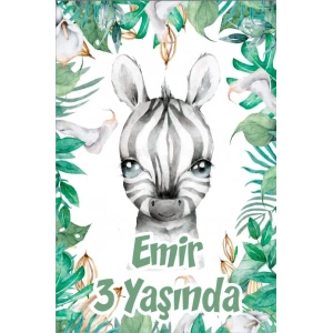 Zebra Temalı Doğum Günü Afişi -2 70X100 cm