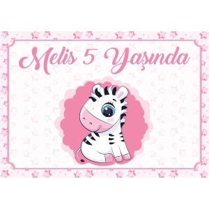 Zebra Temalı Doğum Günü Afişi 50X70 cm