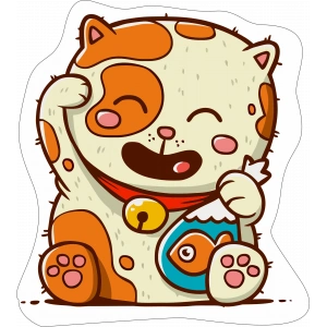 Kedi Sticker 10x10 cmRenkli Sticker