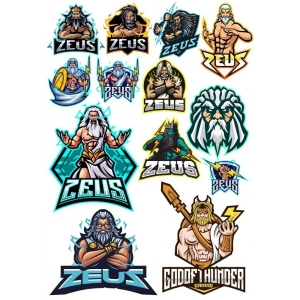 Zeus Sticker Set-2 13 Parça Telefon, Tablet, Defter, Laptop Sticker