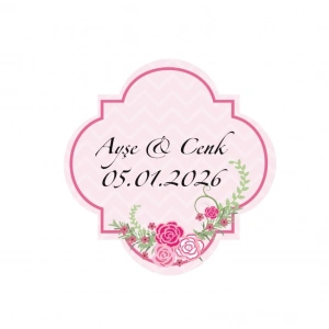 Zincir Örgülü Kare Mühür Kına Nişan Düğün 3x3 cm özel etiket / 50 adet sticker