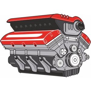 Araba Motoru Sticker 10x10 cmRenkli Sticker