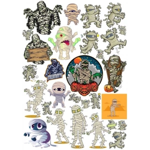 Zombi Mumya Sticker Set 3 20 Parça Telefon, Tablet, Defter, Laptop Sticker