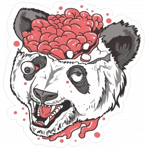 Zombi Panda Sticker 10x10 cmRenkli Sticker