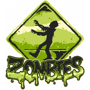 Zombies Sticker 10x10 cmRenkli Sticker