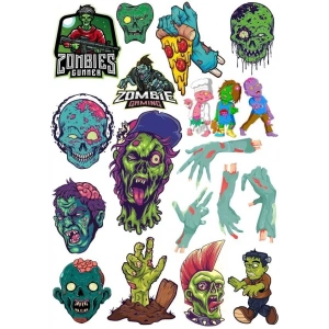 Zombiler Sticker Set 14 16 Parça Telefon, Tablet, Defter, Laptop Sticker