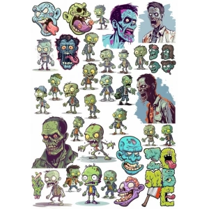 Zombiler Sticker Set 8 25 Parça Telefon, Tablet, Defter, Laptop Sticker