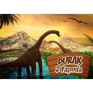 Dinozor Temalı Doğum Günü Afişi 100X150 cm