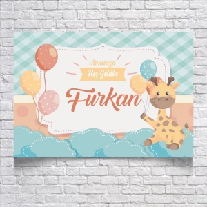 Zürafa Temalı Doğum Günü Afişi 50x70 Cm