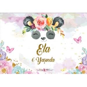 Panda Temalı Doğum Günü Afişi 70X100 cm