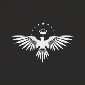 Yıldızlı Kartal  Oto Sticker17x17 Cm Beyaz