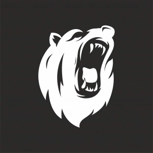 Ayı Kafası Sticker 17x17 Cm Beyaz