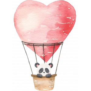 Balon Sepetinde Panda Duvar Stickerı