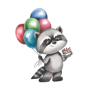 Balonlu Rakun Duvar Stickerı