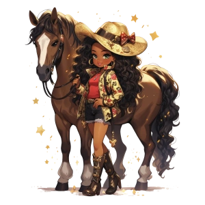 Çiçekli Ceketli ve Şapkalı Kovboy Kız Duvar Stickerı