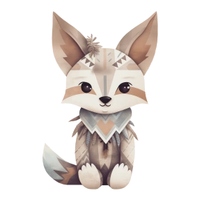 Etnik Desenli Minik Tilki Yavrusu Duvar Stickerı