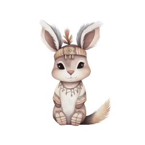 Etnik Desenli Sevimli Tavşan Duvar Stickerı