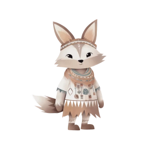 Etnik Desenli Şirin Tilki Duvar Stickerı