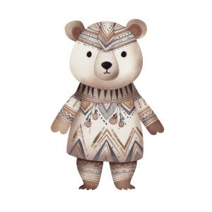 Etnik Desenli Tatlı Ayı Duvar Stickerı