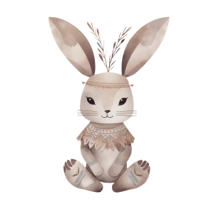 Etnik Desenli Uzun Kulaklı Tavşan Duvar Stickerı