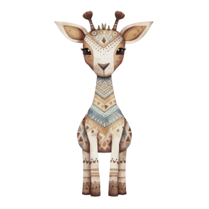 Etnik Desenli Zarif Zürafa Duvar Stickerı