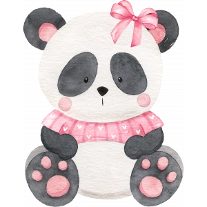 Fiyonklu Pembe Kazaklı Panda Duvar Stickerı
