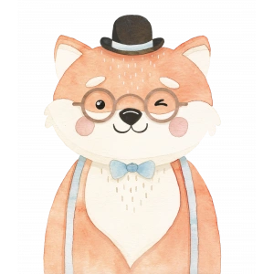 Gözlüklü Tilki Duvar Stickerı