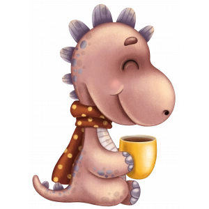 Kahve İçen Dinozor Duvar Stickerı