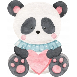 Kalp Tutan Mavi Kazaklı Panda Duvar Stickerı