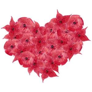 Kırmızı Çiçeklerden Kalp