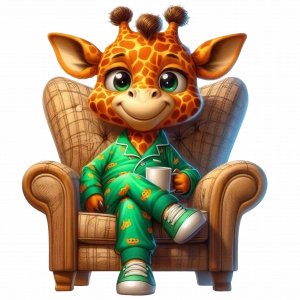 Koltukta Oturan Pijamalı Gülen Zürafa