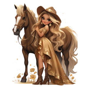 Kovboy Kız ve At Duvar Stickerı